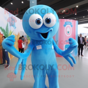 Sky Blue Octopus maskot...