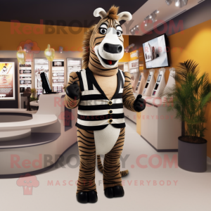 Brun Zebra maskot kostym...