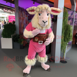 Pink Angora Goat maskot...