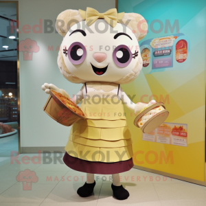 Tan Dim Sum mascot costume character dressed with a Sheath Dress and Coin purses