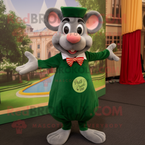 Forest Green Ratatouille mascot costume character dressed with a Midi Dress and Bow ties