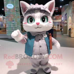 nan Cat mascot costume character dressed with a Sweater and Coin purses