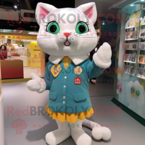 nan Cat mascot costume character dressed with a Sweater and Coin purses
