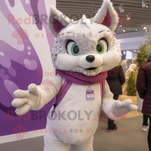 Lavender Lynx mascot costume character dressed with a Jeggings and Mittens