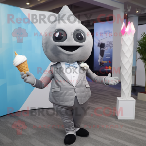 Gray Ice Cream Cone maskot...