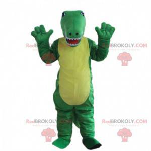 Costume da coccodrillo verde e giallo, mascotte di alligatore -