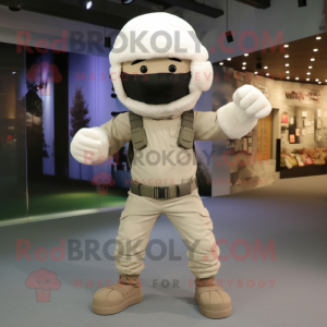 Beige Commando maskot drakt...