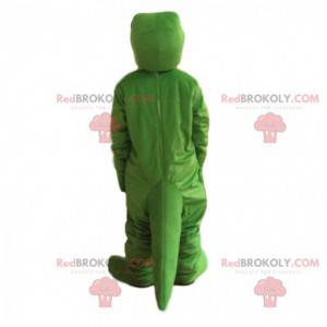 Green and yellow crocodile costume, alligator mascot -