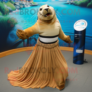 Tan Sea Lion maskot kostume...