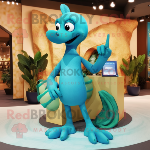 Cyan Hydra maskot drakt...