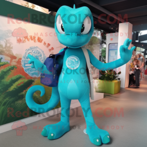 Cyan Hydra mascotte kostuum...