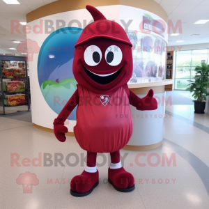 Maroon Cherry mascot costume character dressed with a Capri Pants and Scarves
