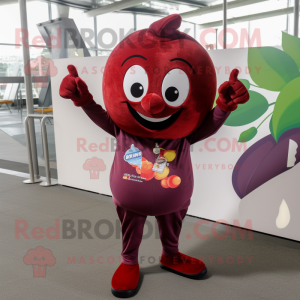 Maroon Cherry mascot costume character dressed with a Capri Pants and Scarves