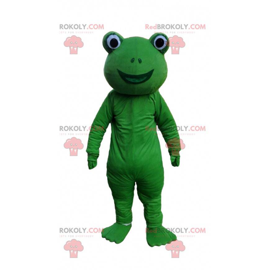 Zielony i uśmiechnięty kostium żaby, kostium ropuchy -