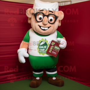 nan Corned Beef And Cabbage mascot costume character dressed with a Rugby Shirt and Reading glasses