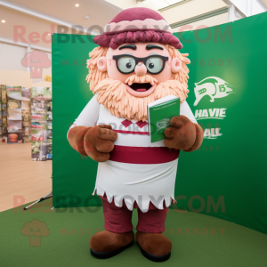 nan Corned Beef And Cabbage mascot costume character dressed with a Rugby Shirt and Reading glasses