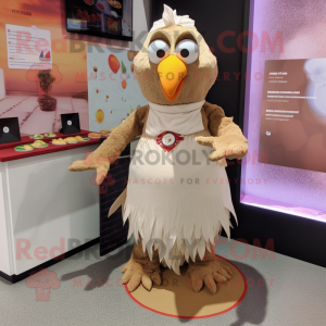 Beige Tandoori Chicken mascot costume character dressed with a Romper and Anklets