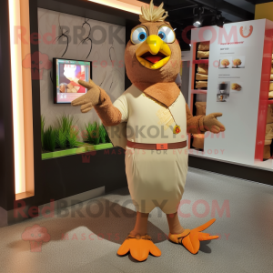 Beige Tandoori Chicken mascot costume character dressed with a Romper and Anklets
