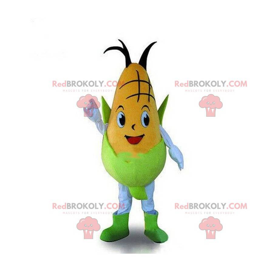 Disfraz de mazorca de maíz amarillo y verde, mascota de maíz -