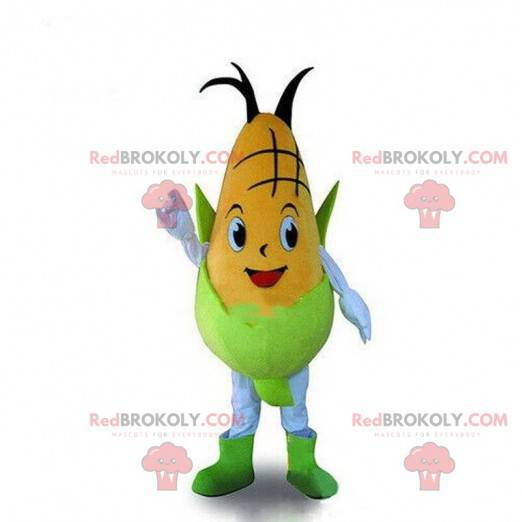 Disfraz de mazorca de maíz amarillo y verde, mascota de maíz -