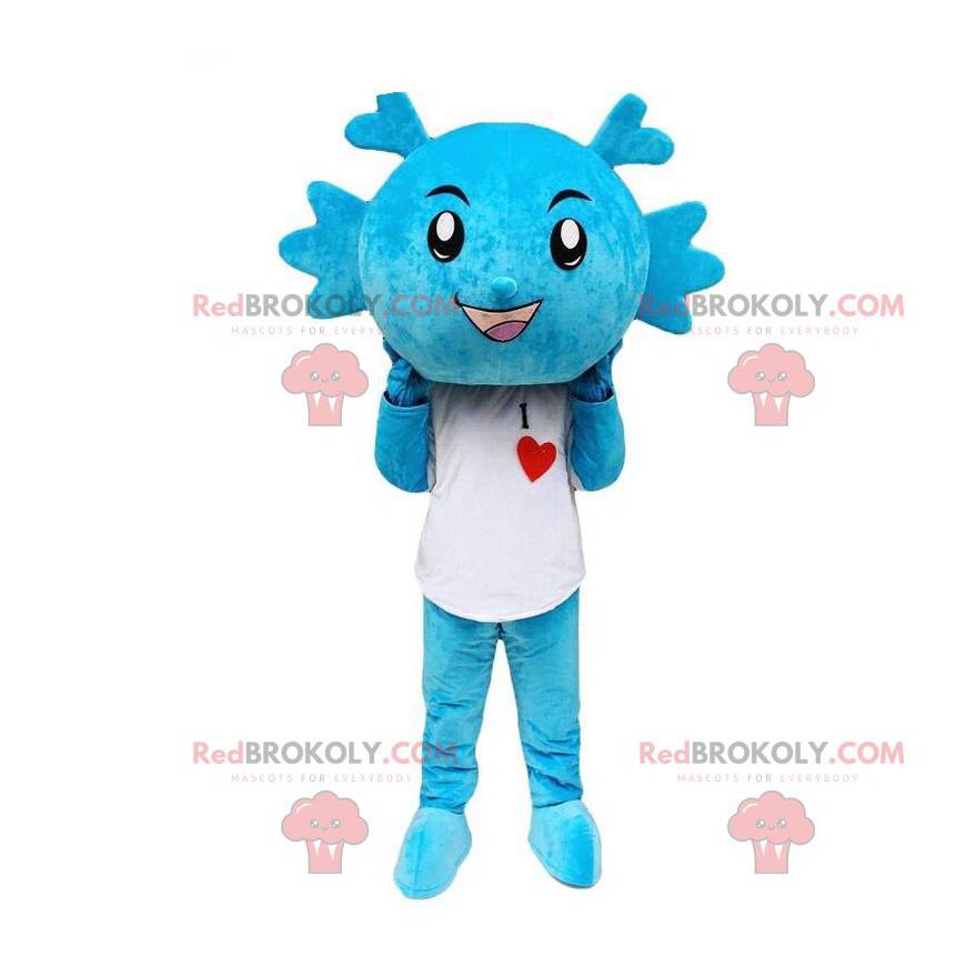 Mascotte de dragon bleu, costume de créature bleue -