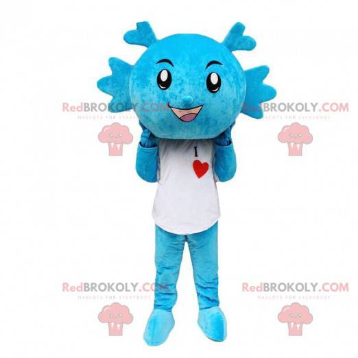 Mascotte de dragon bleu, costume de créature bleue -