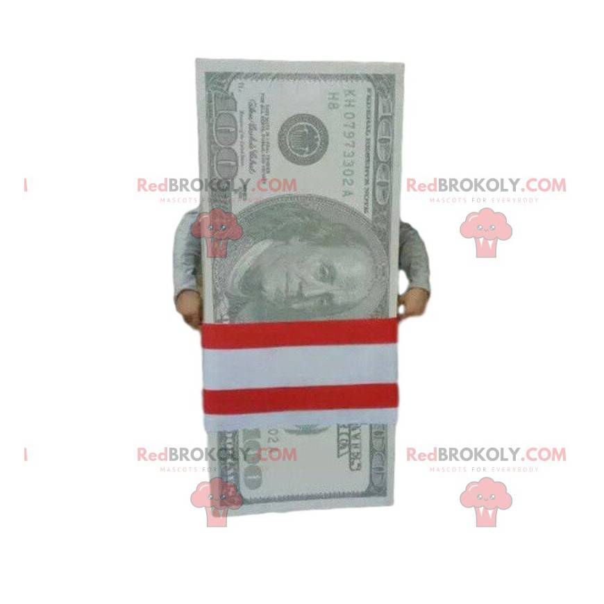 Mascot bundle of 100 dollar bills. Giant ticket - Redbrokoly.com