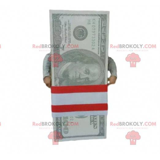 Mascot bundle of 100 dollar bills. Giant ticket - Redbrokoly.com