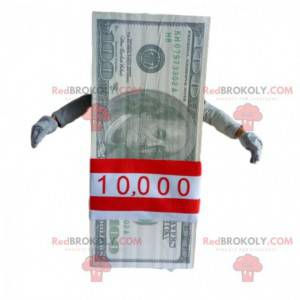 Mascot bundle of 100 dollar bills. Giant ticket - Redbrokoly.com