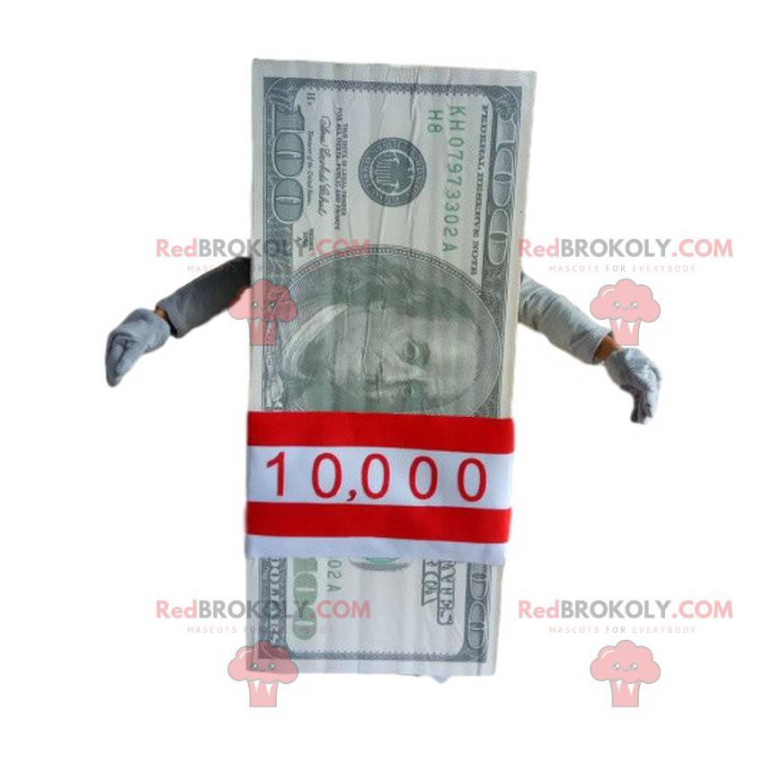 Mascot bundle of 100 dollar bills. Giant ticket - Redbrokoly.com