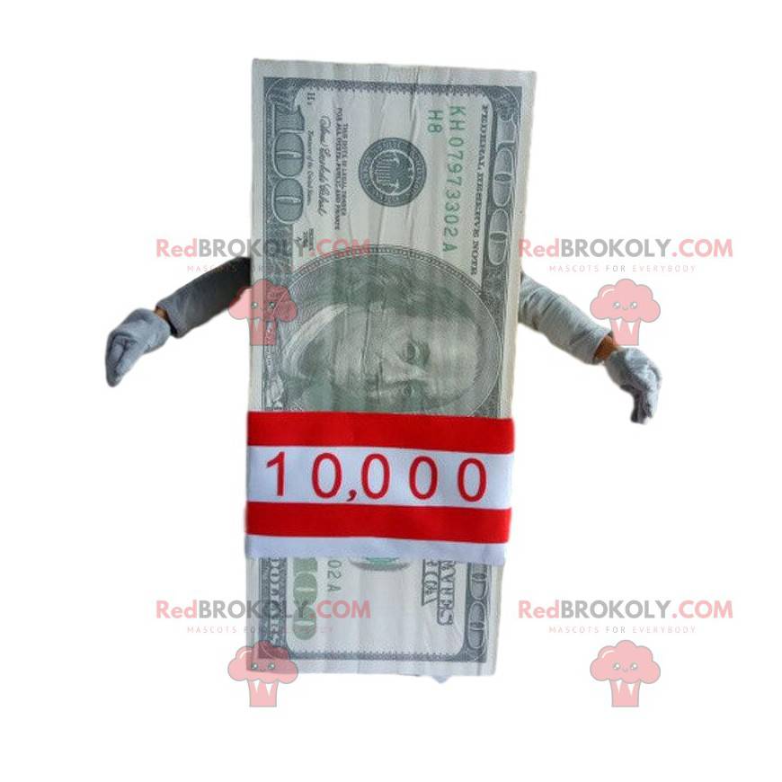 Maskot balíček 100 dolarové bankovky. Obří lístek -