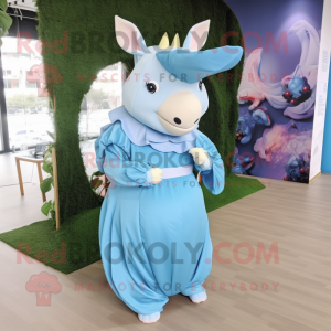 Sky Blue Rhinoceros maskot...