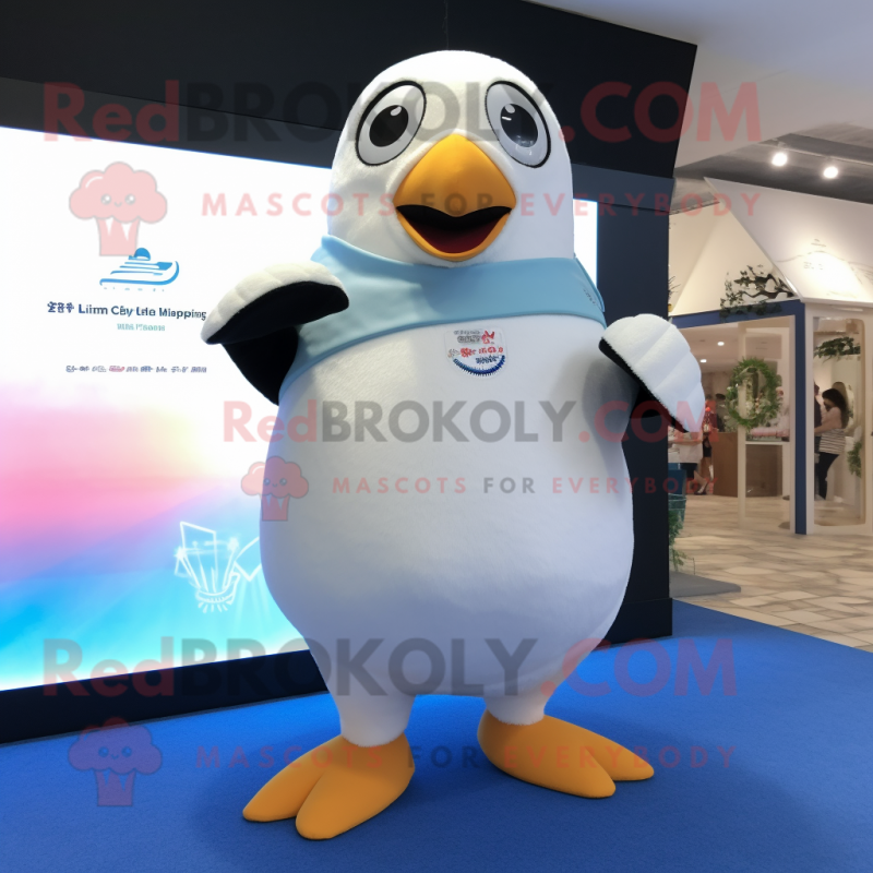 White Penguin mascot costume character dressed with a One-Piece Swimsuit and Anklets White Penguin mascot costume character dressed with a One-Piece Swimsuit and Anklets