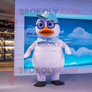 White Penguin mascot costume character dressed with a One-Piece Swimsuit and Anklets