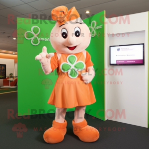 Peach Celtic Cross mascot costume character dressed with a Romper and Gloves