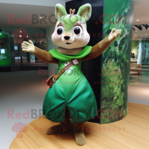 Forest Green Flying Squirrel mascot costume character dressed with a Pencil Skirt and Anklets