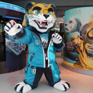 Cyan sabeltand tiger maskot...