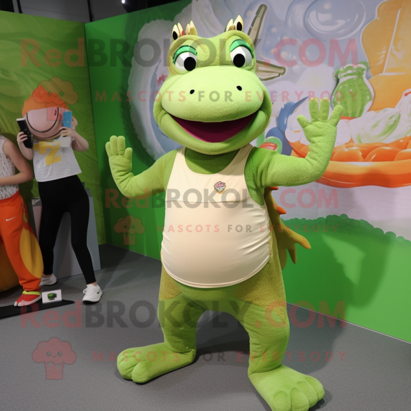 Tan Crocodile mascot costume character dressed with a Yoga Pants and Brooches