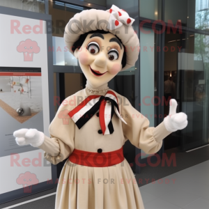 Beige Mime mascot costume character dressed with a Blouse and Headbands