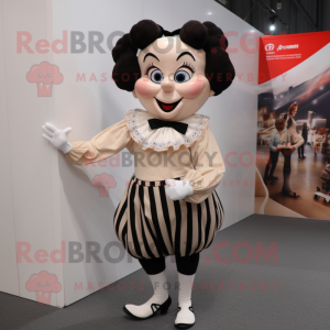 Beige Mime mascot costume character dressed with a Blouse and Headbands