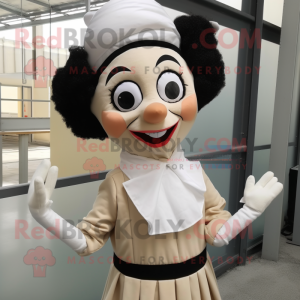 Beige Mime maskot kostume...