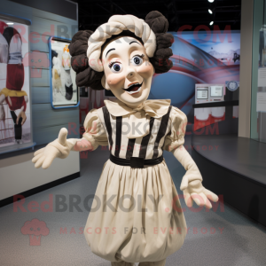 Beige Mime mascot costume character dressed with a Blouse and Headbands