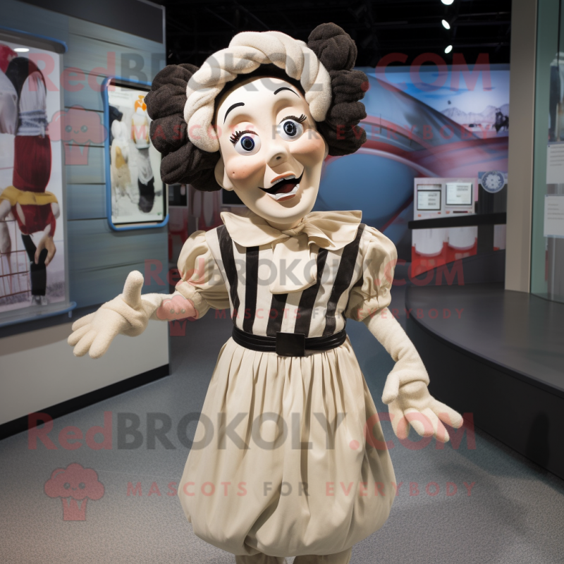 Beige Mime mascot costume character dressed with a Blouse and Headbands Beige Mime mascot costume character dressed with a Blouse and Headbands