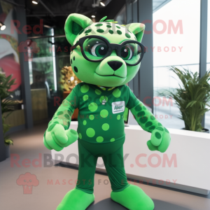 Grön Cheetah maskot kostym...