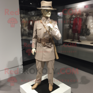 Beige Civil War Soldier mascot costume character dressed with a Suit Jacket and Anklets