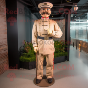 Beige Civil War Soldier mascot costume character dressed with a Suit Jacket and Anklets