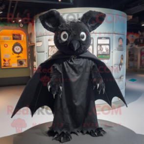 Black Bat mascot costume character dressed with a Cover-up and Cummerbunds