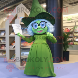 Olive Witch mascot costume character dressed with a Bikini and Reading glasses