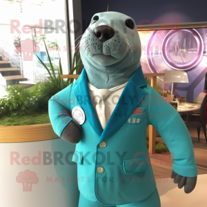 Cyan Sea Lion maskot...