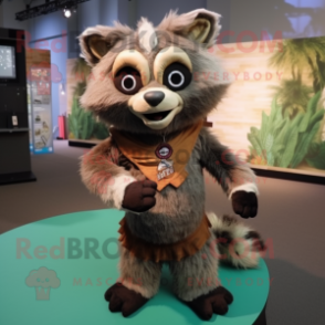 Brown Raccoon mascot costume character dressed with a Blouse and Hairpins